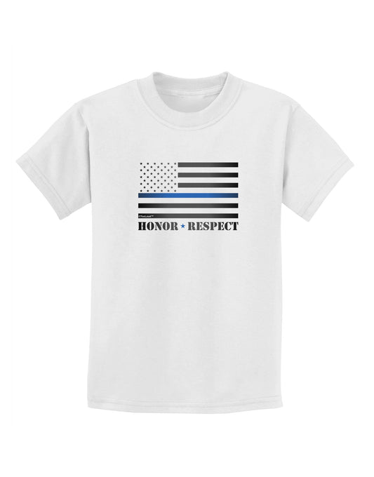 Honor Respect Blue Line Childrens T-Shirt-Childrens T-Shirt-TooLoud-White-X-Small-Davson Sales