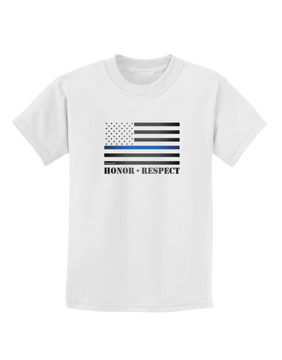 Honor Respect Blue Line Childrens T-Shirt-Childrens T-Shirt-TooLoud-White-X-Small-Davson Sales