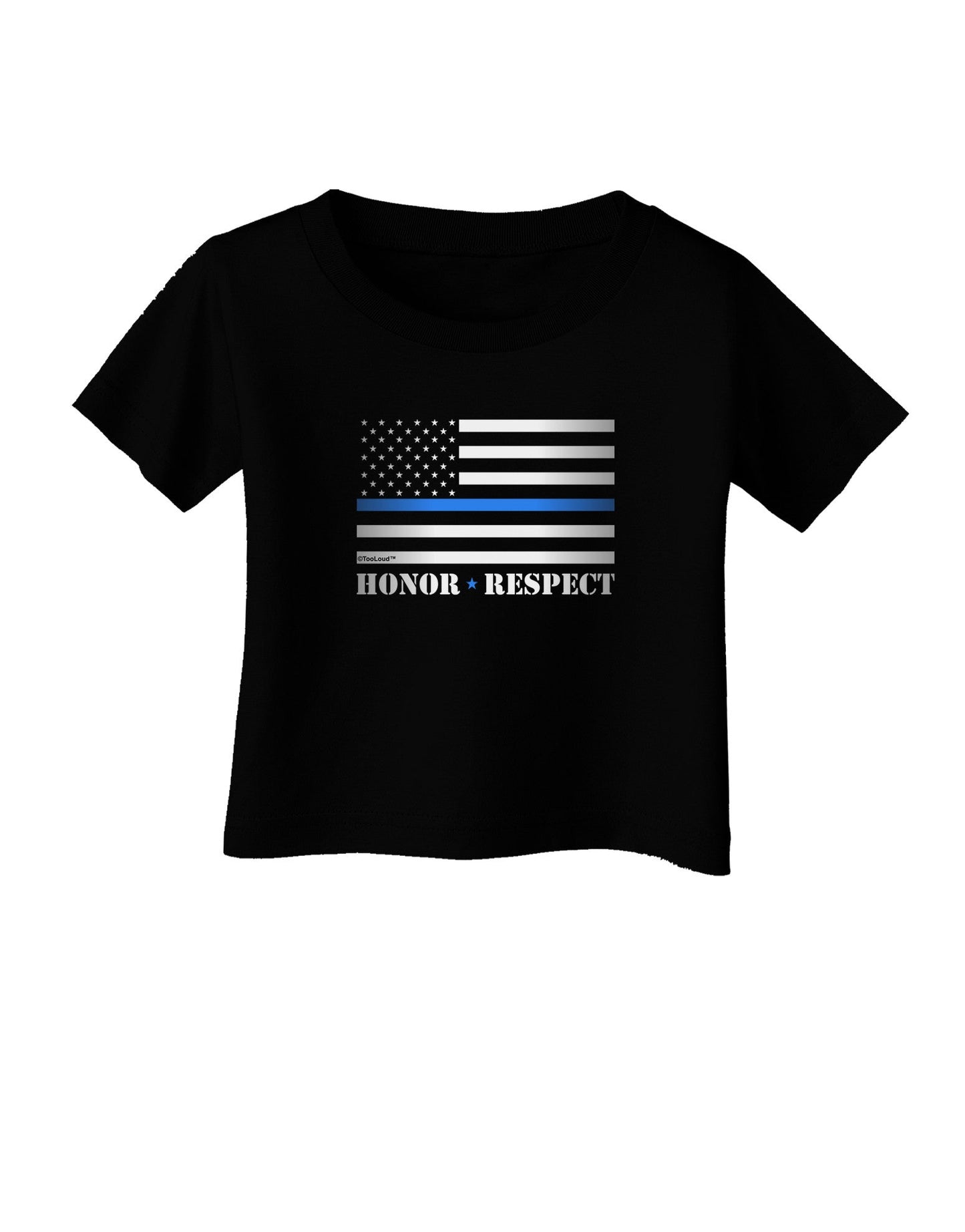 Honor Respect Blue Line Infant T-Shirt Dark-Infant T-Shirt-TooLoud-Black-06-Months-Davson Sales