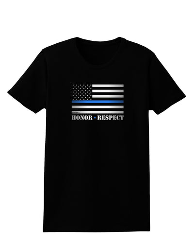 Honor Respect Blue Line Womens Dark T-Shirt-Womens T-Shirt-TooLoud-Black-X-Small-Davson Sales