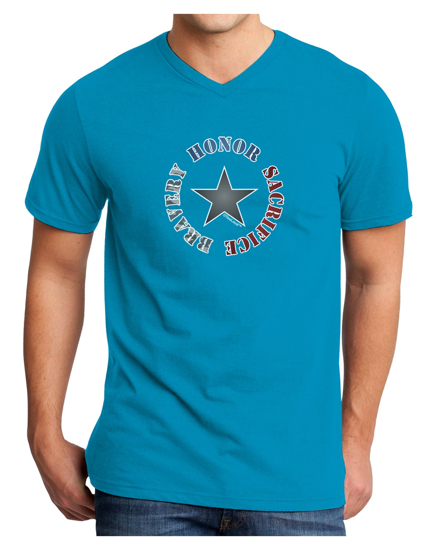 Honor Sacrifice Bravery Adult Dark V-Neck T-Shirt by TooLoud-Mens V-Neck T-Shirt-TooLoud-Turquoise-Small-Davson Sales