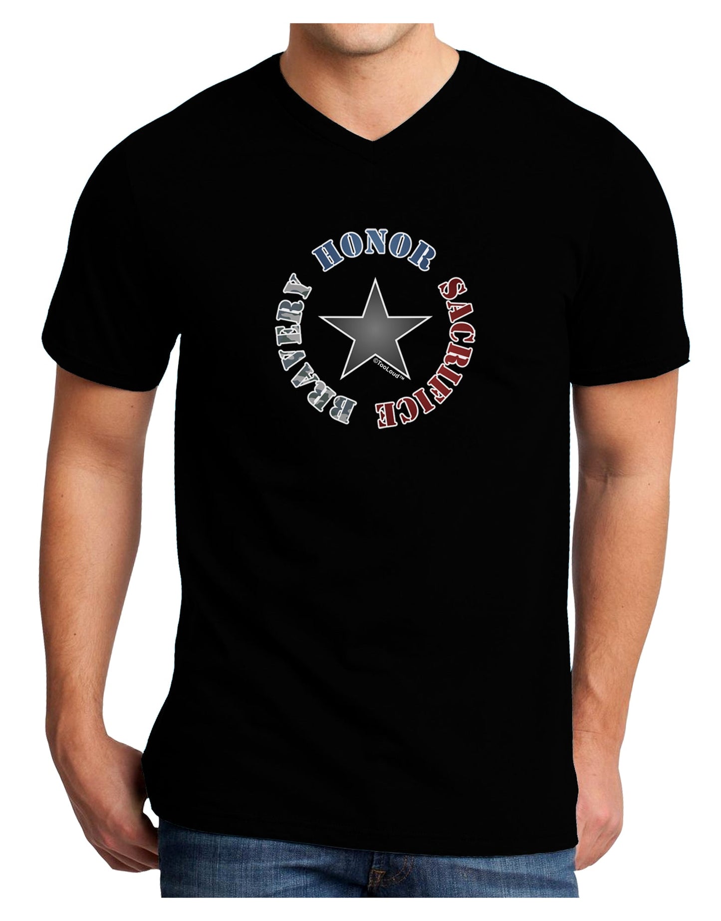 Honor Sacrifice Bravery Adult Dark V-Neck T-Shirt by TooLoud-Mens V-Neck T-Shirt-TooLoud-Black-Small-Davson Sales