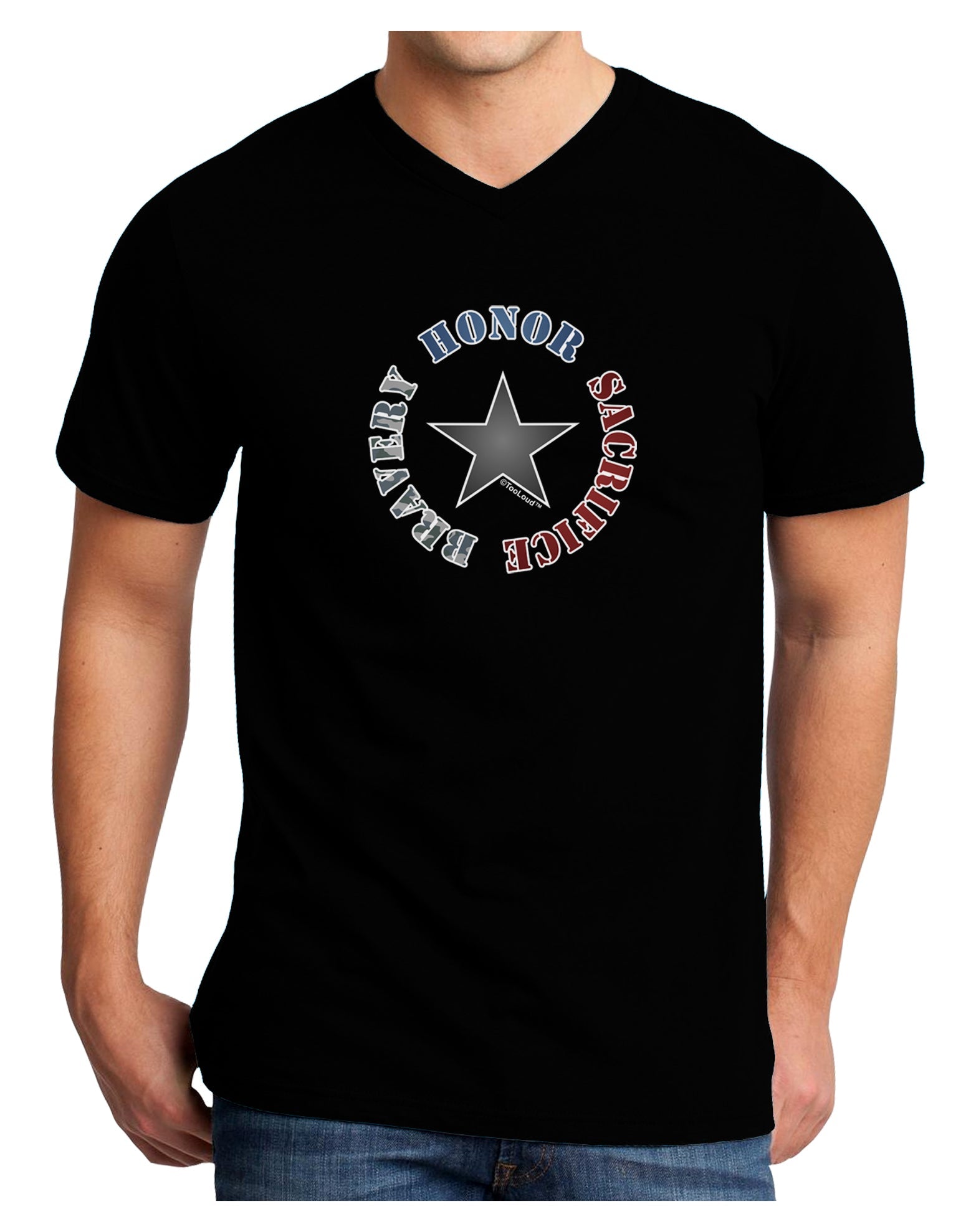 Honor Sacrifice Bravery Adult Dark V-Neck T-Shirt by TooLoud-Mens V-Neck T-Shirt-TooLoud-Black-Small-Davson Sales