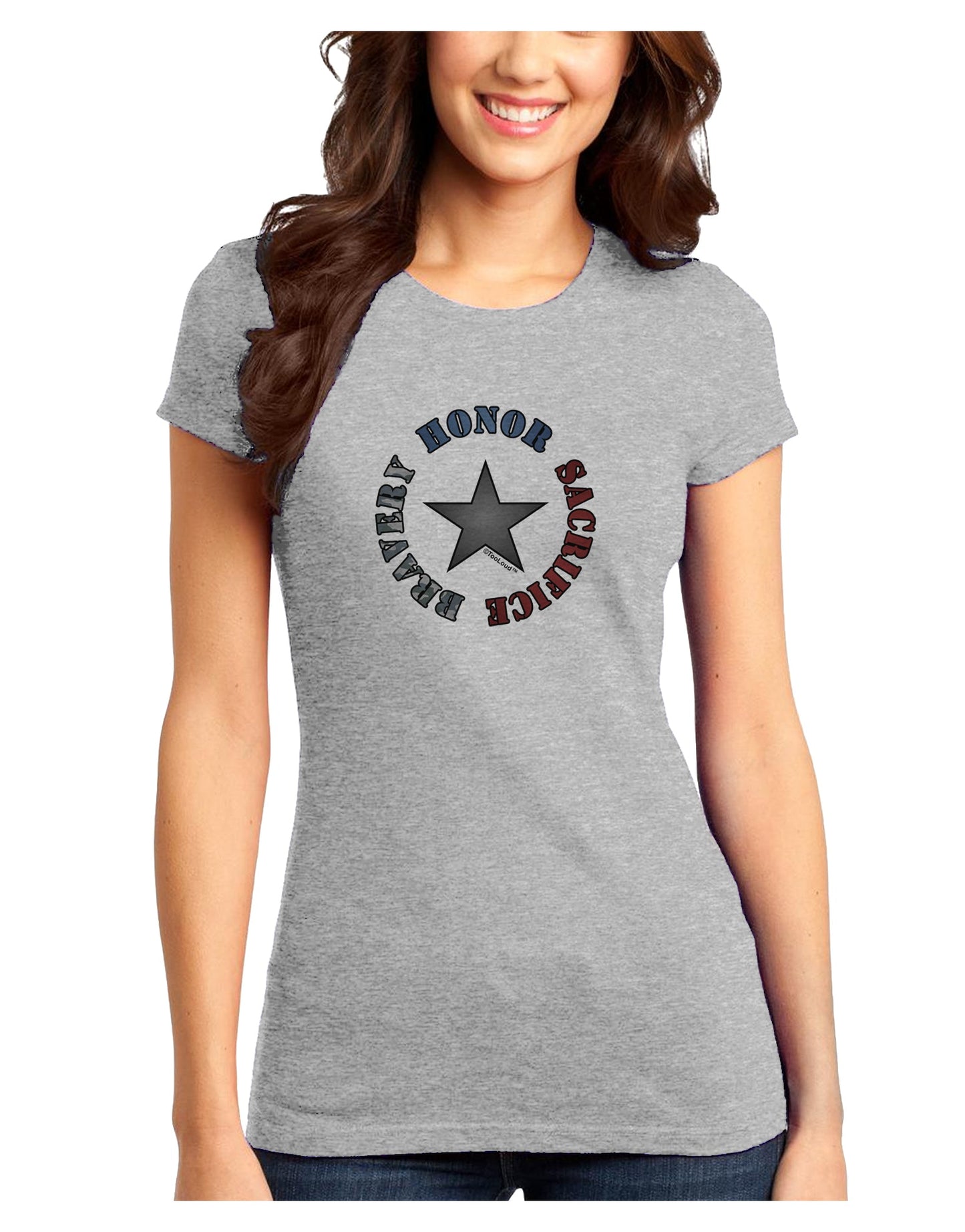 Honor Sacrifice Bravery Juniors Petite T-Shirt by TooLoud-T-Shirts Juniors Tops-TooLoud-Ash-Gray-Juniors Fitted X-Small-Davson Sales