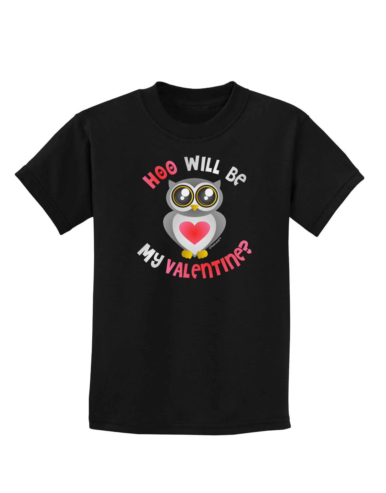 Hoo Will Be My Valentine Childrens Dark T-Shirt-Childrens T-Shirt-TooLoud-Black-X-Small-Davson Sales