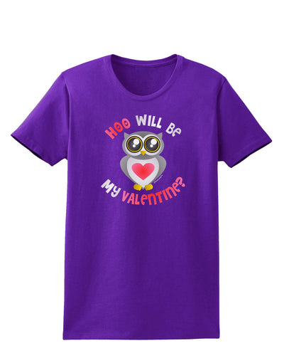 Hoo Will Be My Valentine Womens Dark T-Shirt-TooLoud-Purple-X-Small-Davson Sales