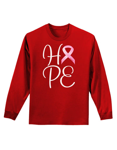 Hope - Breast Cancer Awareness Ribbon Adult Long Sleeve Dark T-Shirt-TooLoud-Red-Small-Davson Sales