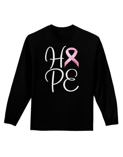 Hope - Breast Cancer Awareness Ribbon Adult Long Sleeve Dark T-Shirt-TooLoud-Black-Small-Davson Sales