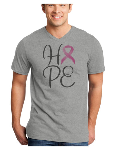 Hope - Breast Cancer Awareness Ribbon Adult V-Neck T-shirt-Mens V-Neck T-Shirt-TooLoud-HeatherGray-Small-Davson Sales