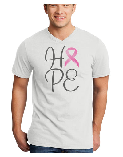 Hope - Breast Cancer Awareness Ribbon Adult V-Neck T-shirt-Mens V-Neck T-Shirt-TooLoud-White-Small-Davson Sales