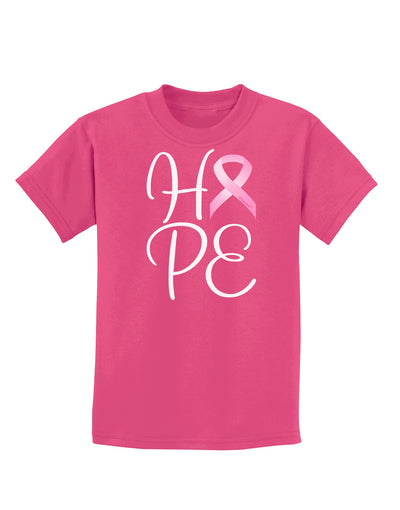 Hope - Breast Cancer Awareness Ribbon Childrens Dark T-Shirt-Childrens T-Shirt-TooLoud-Sangria-X-Small-Davson Sales