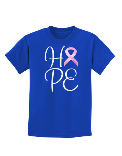 Hope - Breast Cancer Awareness Ribbon Childrens Dark T-Shirt-Childrens T-Shirt-TooLoud-Royal-Blue-X-Small-Davson Sales