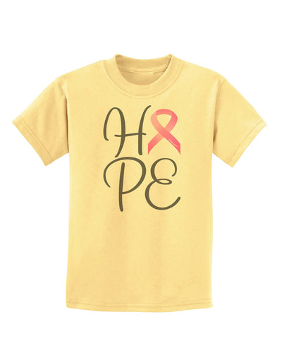 Hope - Breast Cancer Awareness Ribbon Childrens T-Shirt-Childrens T-Shirt-TooLoud-Daffodil-Yellow-X-Small-Davson Sales