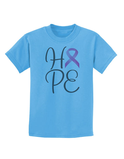 Hope - Breast Cancer Awareness Ribbon Childrens T-Shirt-Childrens T-Shirt-TooLoud-Aquatic-Blue-X-Small-Davson Sales