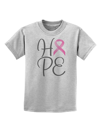 Hope - Breast Cancer Awareness Ribbon Childrens T-Shirt-Childrens T-Shirt-TooLoud-AshGray-X-Small-Davson Sales