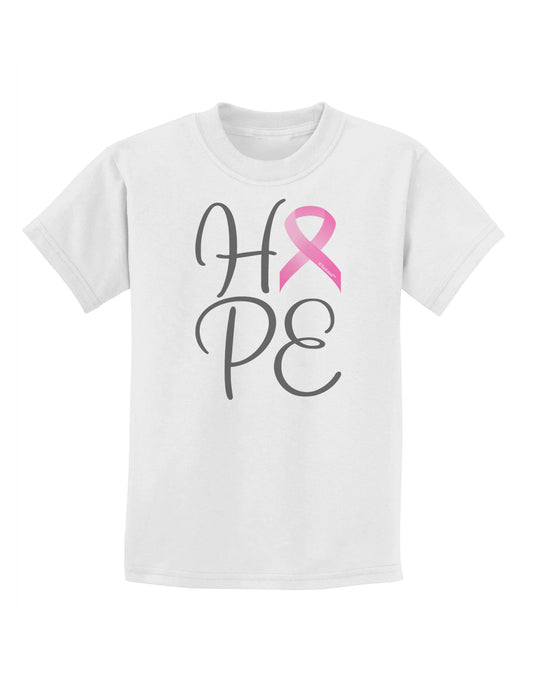 Hope - Breast Cancer Awareness Ribbon Childrens T-Shirt-Childrens T-Shirt-TooLoud-White-X-Small-Davson Sales