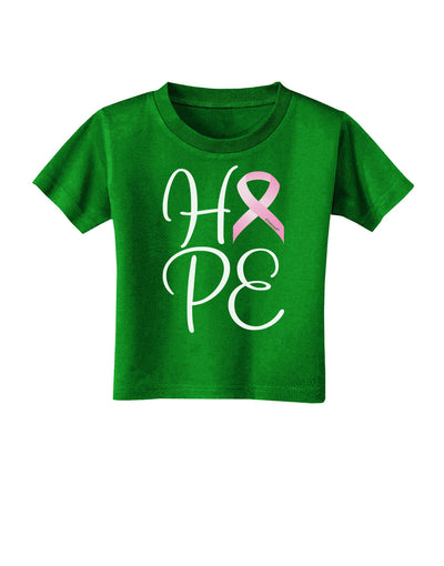 Hope - Breast Cancer Awareness Ribbon Toddler T-Shirt Dark-Toddler T-Shirt-TooLoud-Clover-Green-2T-Davson Sales