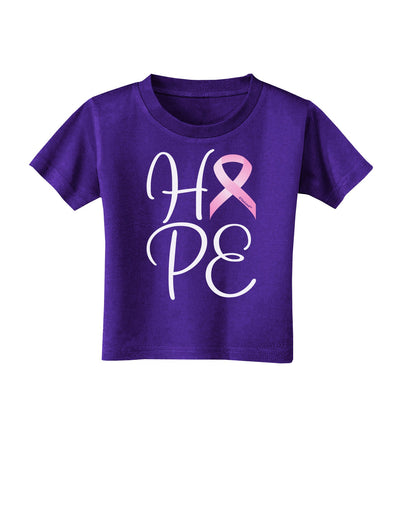 Hope - Breast Cancer Awareness Ribbon Toddler T-Shirt Dark-Toddler T-Shirt-TooLoud-Purple-2T-Davson Sales