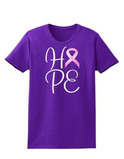 Hope - Breast Cancer Awareness Ribbon Womens Dark T-Shirt-TooLoud-Purple-X-Small-Davson Sales