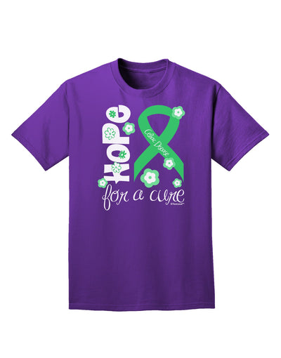 Hope for a Cure - Light Green Ribbon Celiac Disease - Flowers Adult Dark T-Shirt-Mens T-Shirt-TooLoud-Purple-Small-Davson Sales