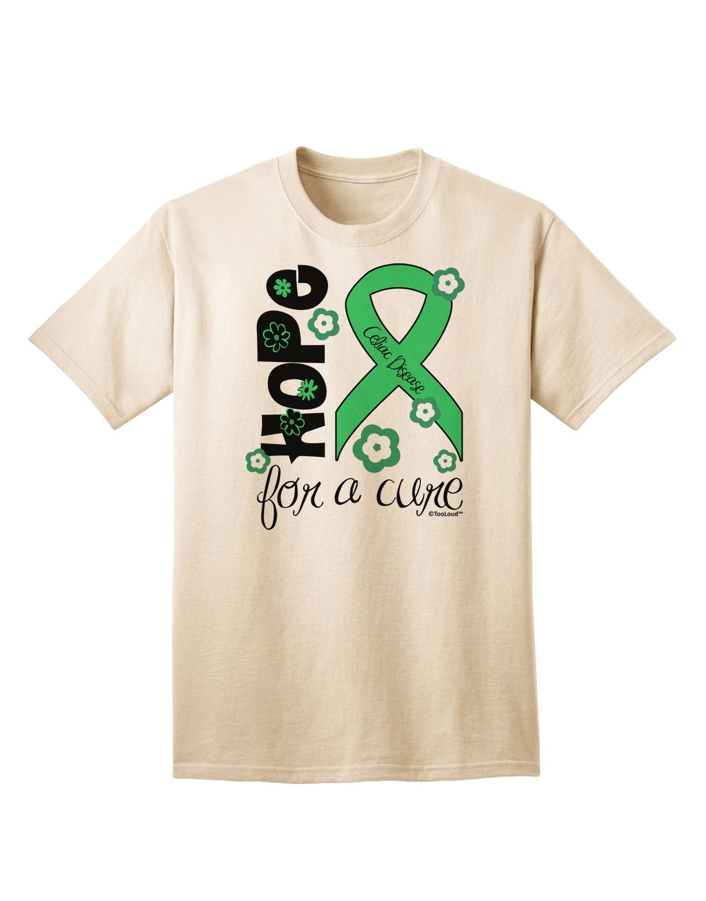 Hope for a Cure - Light Green Ribbon Celiac Disease - Flowers Adult T-Shirt-Mens T-Shirt-TooLoud-Natural-Small-Davson Sales