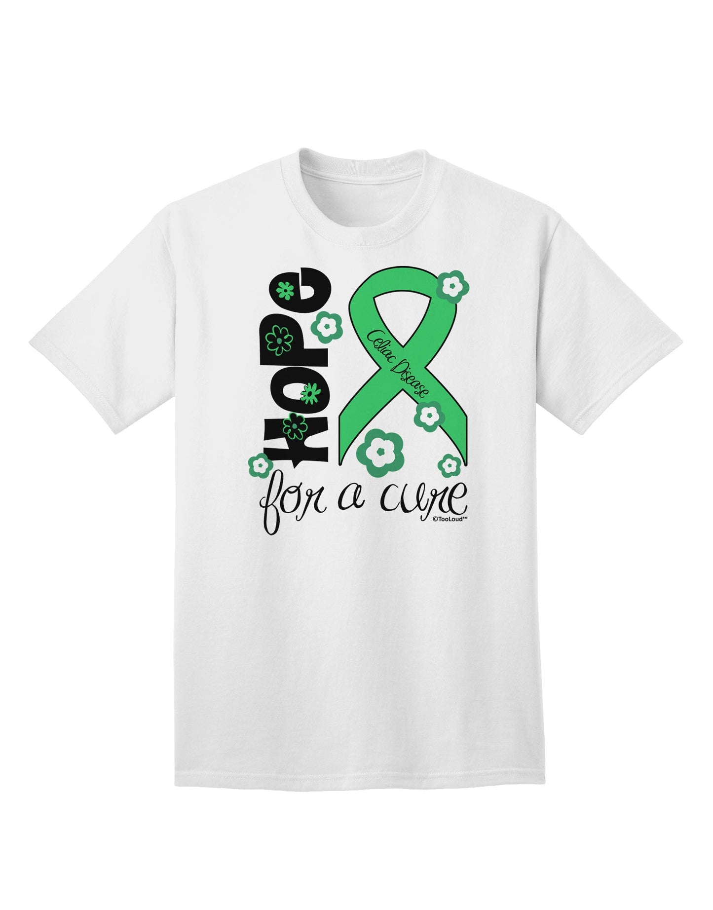 Hope for a Cure - Light Green Ribbon Celiac Disease - Flowers Adult T-Shirt-Mens T-Shirt-TooLoud-White-Small-Davson Sales
