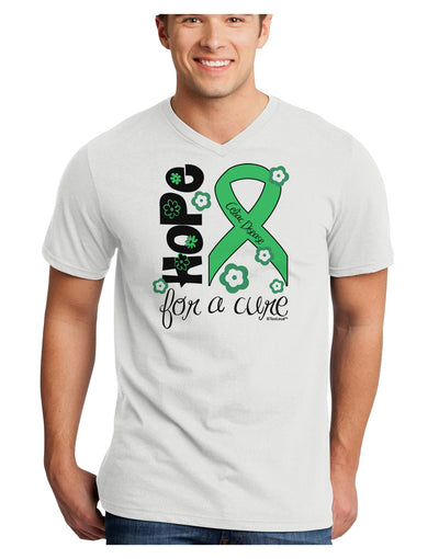 Hope for a Cure - Light Green Ribbon Celiac Disease - Flowers Adult V-Neck T-shirt-Mens V-Neck T-Shirt-TooLoud-White-Small-Davson Sales