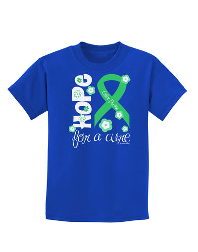 Hope for a Cure - Light Green Ribbon Celiac Disease - Flowers Childrens Dark T-Shirt-Childrens T-Shirt-TooLoud-Royal-Blue-X-Small-Davson Sales