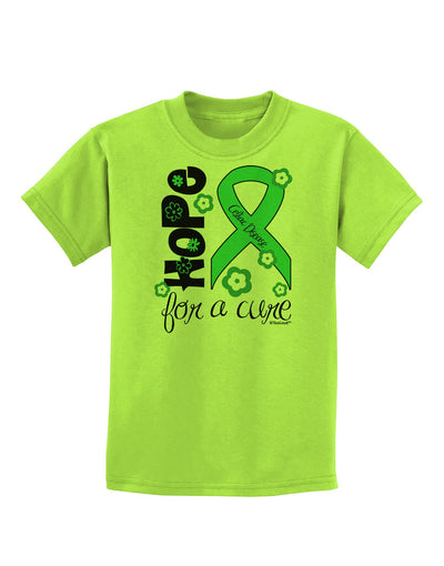 Hope for a Cure - Light Green Ribbon Celiac Disease - Flowers Childrens T-Shirt-Childrens T-Shirt-TooLoud-Lime-Green-X-Small-Davson Sales