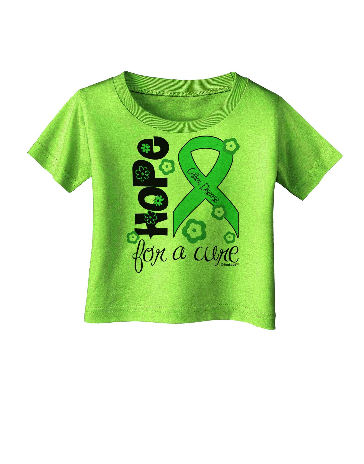 Hope for a Cure - Light Green Ribbon Celiac Disease - Flowers Infant T-Shirt-Infant T-Shirt-TooLoud-Lime-Green-06-Months-Davson Sales