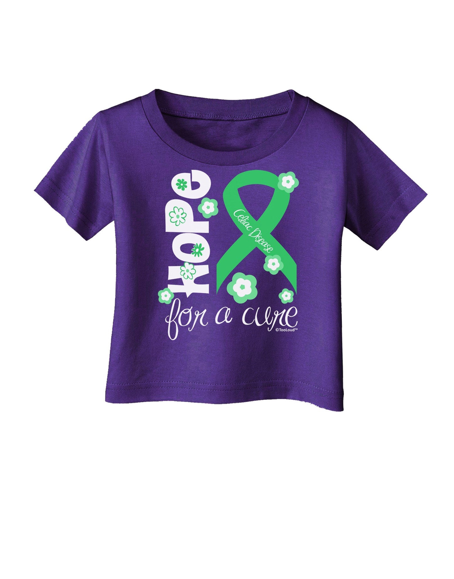 Hope for a Cure - Light Green Ribbon Celiac Disease - Flowers Infant T-Shirt Dark-Infant T-Shirt-TooLoud-Purple-06-Months-Davson Sales