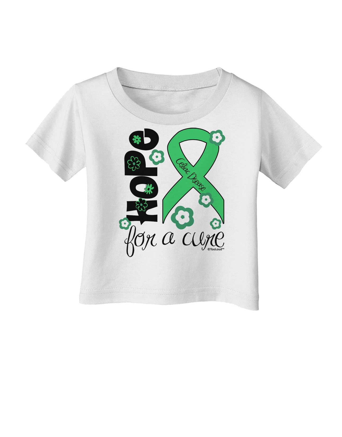 Hope for a Cure - Light Green Ribbon Celiac Disease - Flowers Infant T-Shirt-Infant T-Shirt-TooLoud-White-06-Months-Davson Sales