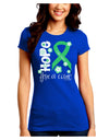 Hope for a Cure - Light Green Ribbon Celiac Disease - Flowers Juniors Crew Dark T-Shirt-T-Shirts Juniors Tops-TooLoud-Royal-Blue-Juniors Fitted Small-Davson Sales