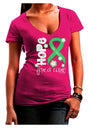 Hope for a Cure - Light Green Ribbon Celiac Disease - Flowers Juniors V-Neck Dark T-Shirt-Womens V-Neck T-Shirts-TooLoud-Hot-Pink-Juniors Fitted Small-Davson Sales