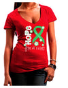 Hope for a Cure - Light Green Ribbon Celiac Disease - Flowers Juniors V-Neck Dark T-Shirt-Womens V-Neck T-Shirts-TooLoud-Red-Juniors Fitted Small-Davson Sales