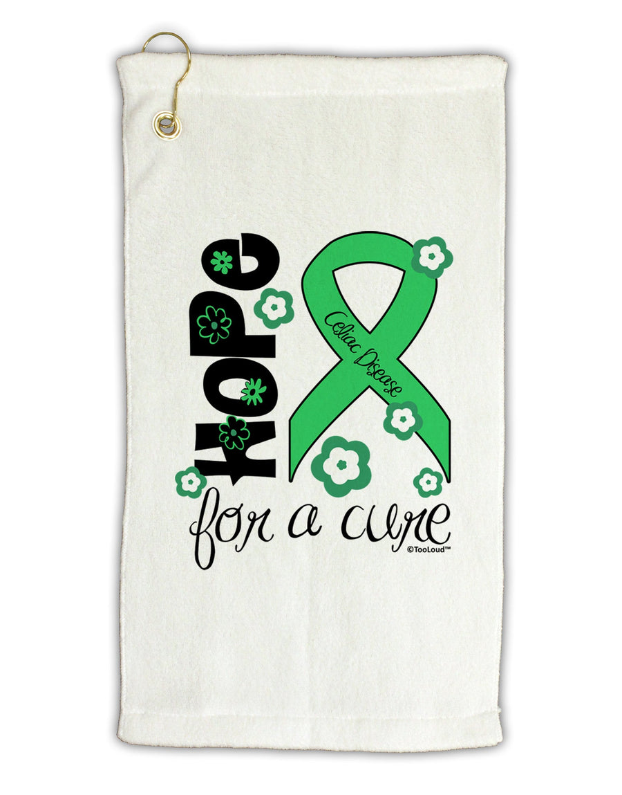 Hope for a Cure - Light Green Ribbon Celiac Disease - Flowers Micro Terry Gromet Golf Towel 16 x 25 inch-Golf Towel-TooLoud-White-Davson Sales