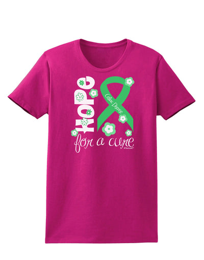 Hope for a Cure - Light Green Ribbon Celiac Disease - Flowers Womens Dark T-Shirt-TooLoud-Hot-Pink-Small-Davson Sales