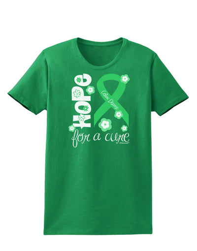 Hope for a Cure - Light Green Ribbon Celiac Disease - Flowers Womens Dark T-Shirt-TooLoud-Kelly-Green-X-Small-Davson Sales