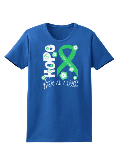 Hope for a Cure - Light Green Ribbon Celiac Disease - Flowers Womens Dark T-Shirt-TooLoud-Royal-Blue-X-Small-Davson Sales