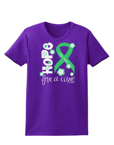 Hope for a Cure - Light Green Ribbon Celiac Disease - Flowers Womens Dark T-Shirt-TooLoud-Purple-X-Small-Davson Sales