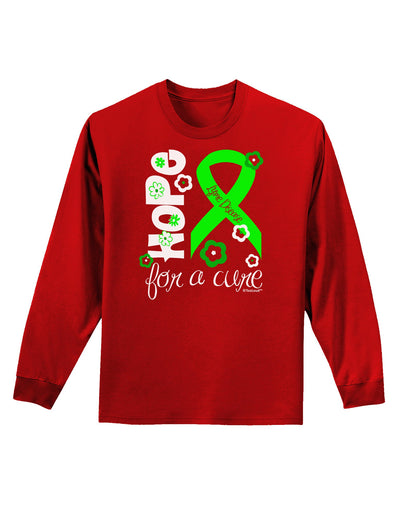 Hope for a Cure - Lime Green Ribbon Lyme Disease - Flowers Adult Long Sleeve Dark T-Shirt-TooLoud-Red-Small-Davson Sales