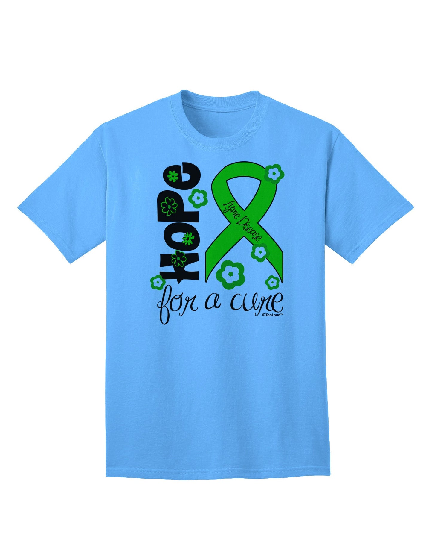 Hope for a Cure - Lime Green Ribbon Lyme Disease - Flowers Adult T-Shirt-Mens T-Shirt-TooLoud-Aquatic-Blue-Small-Davson Sales