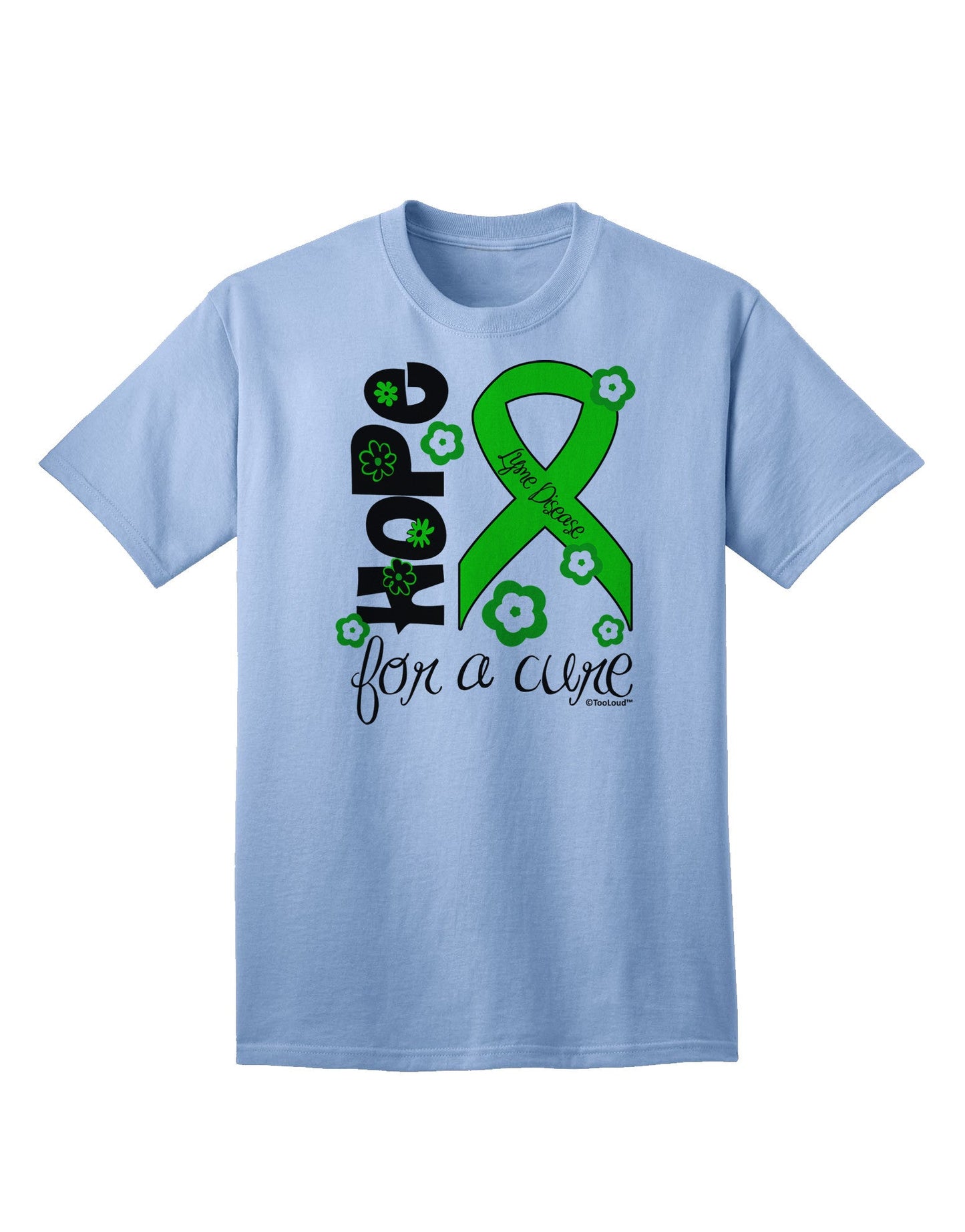 Hope for a Cure - Lime Green Ribbon Lyme Disease - Flowers Adult T-Shirt-Mens T-Shirt-TooLoud-Light-Blue-Small-Davson Sales
