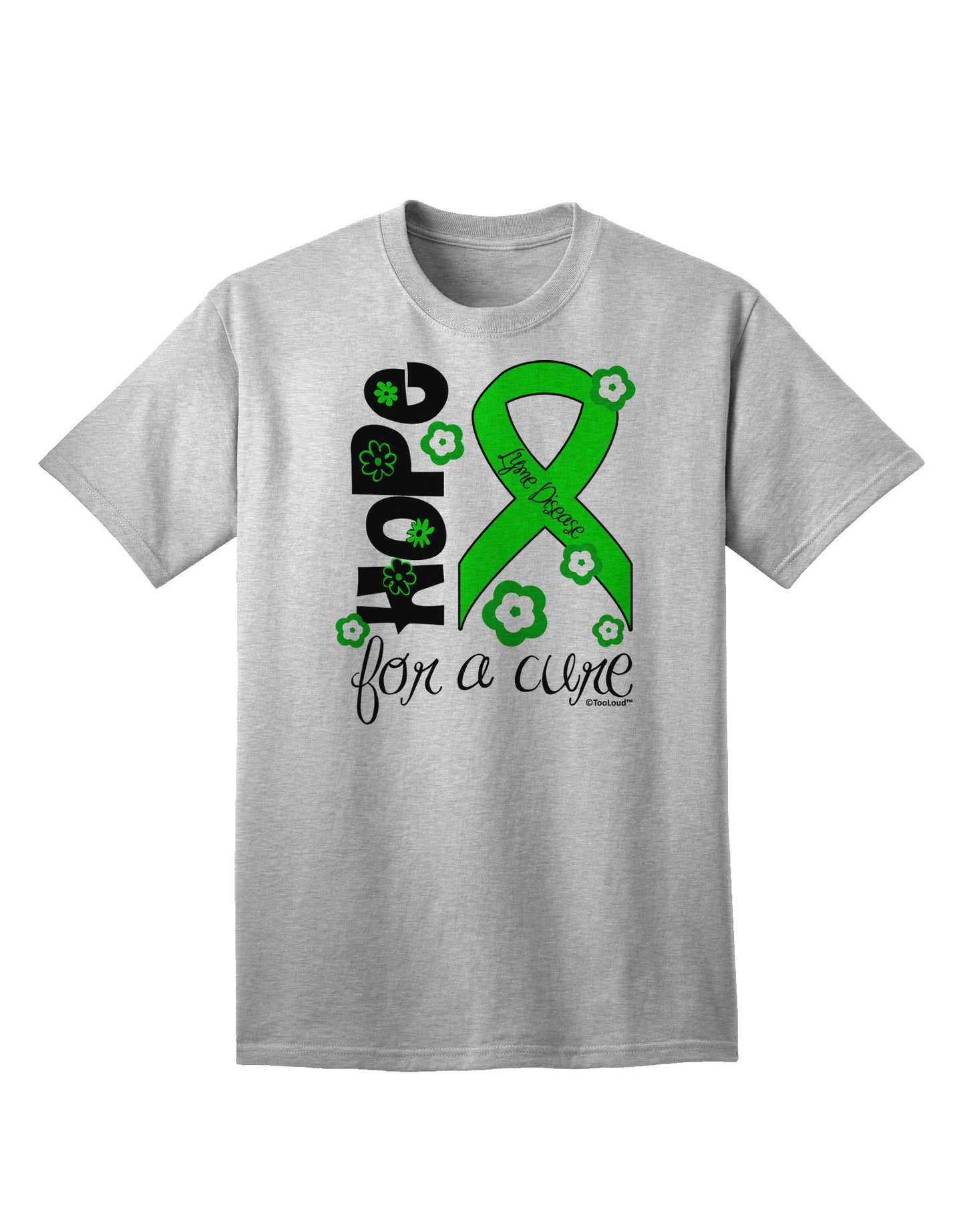 Hope for a Cure - Lime Green Ribbon Lyme Disease - Flowers Adult T-Shirt-Mens T-Shirt-TooLoud-AshGray-Small-Davson Sales