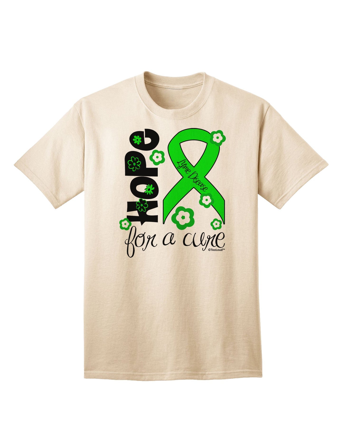 Hope for a Cure - Lime Green Ribbon Lyme Disease - Flowers Adult T-Shirt-Mens T-Shirt-TooLoud-Natural-Small-Davson Sales