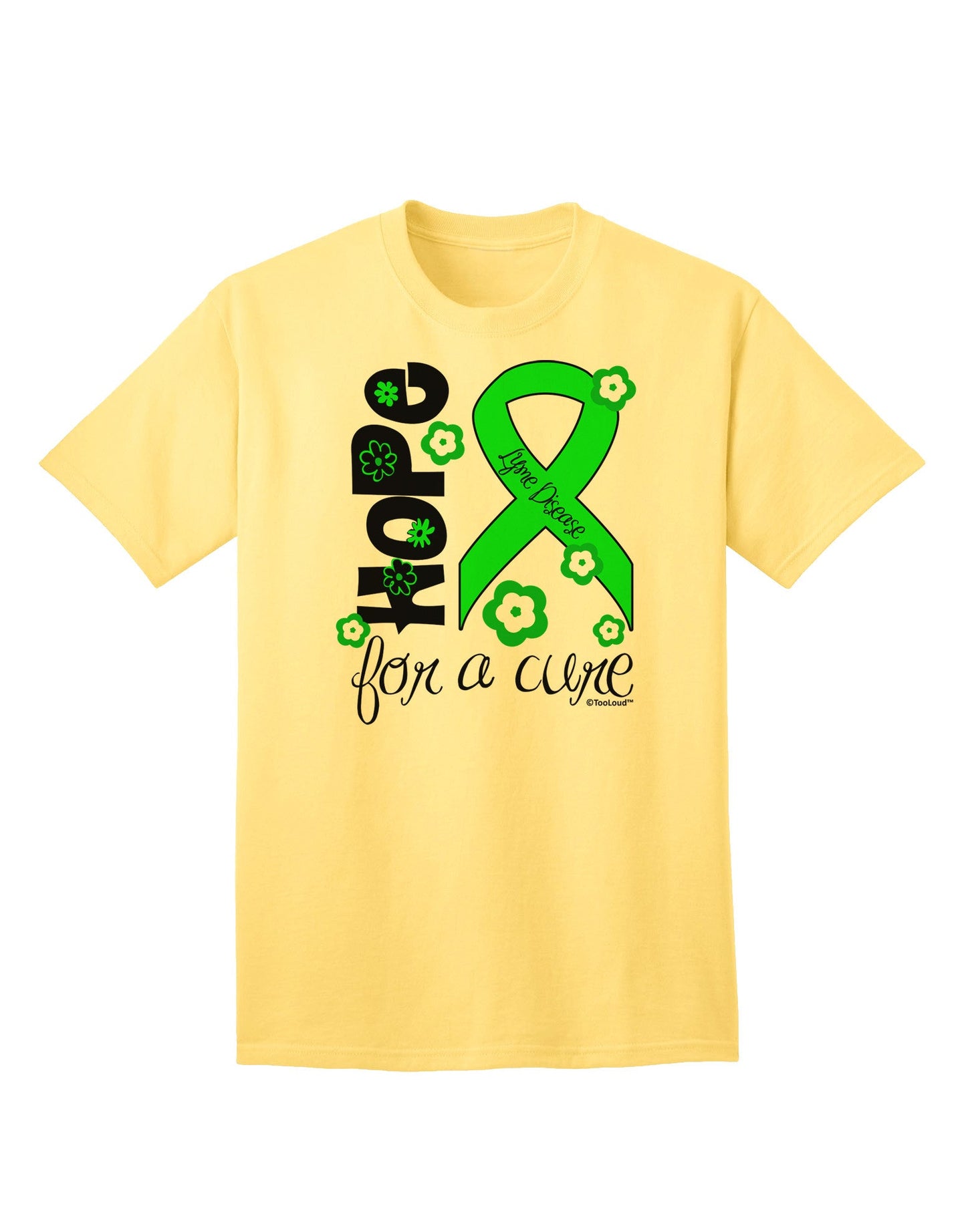 Hope for a Cure - Lime Green Ribbon Lyme Disease - Flowers Adult T-Shirt-Mens T-Shirt-TooLoud-Yellow-Small-Davson Sales