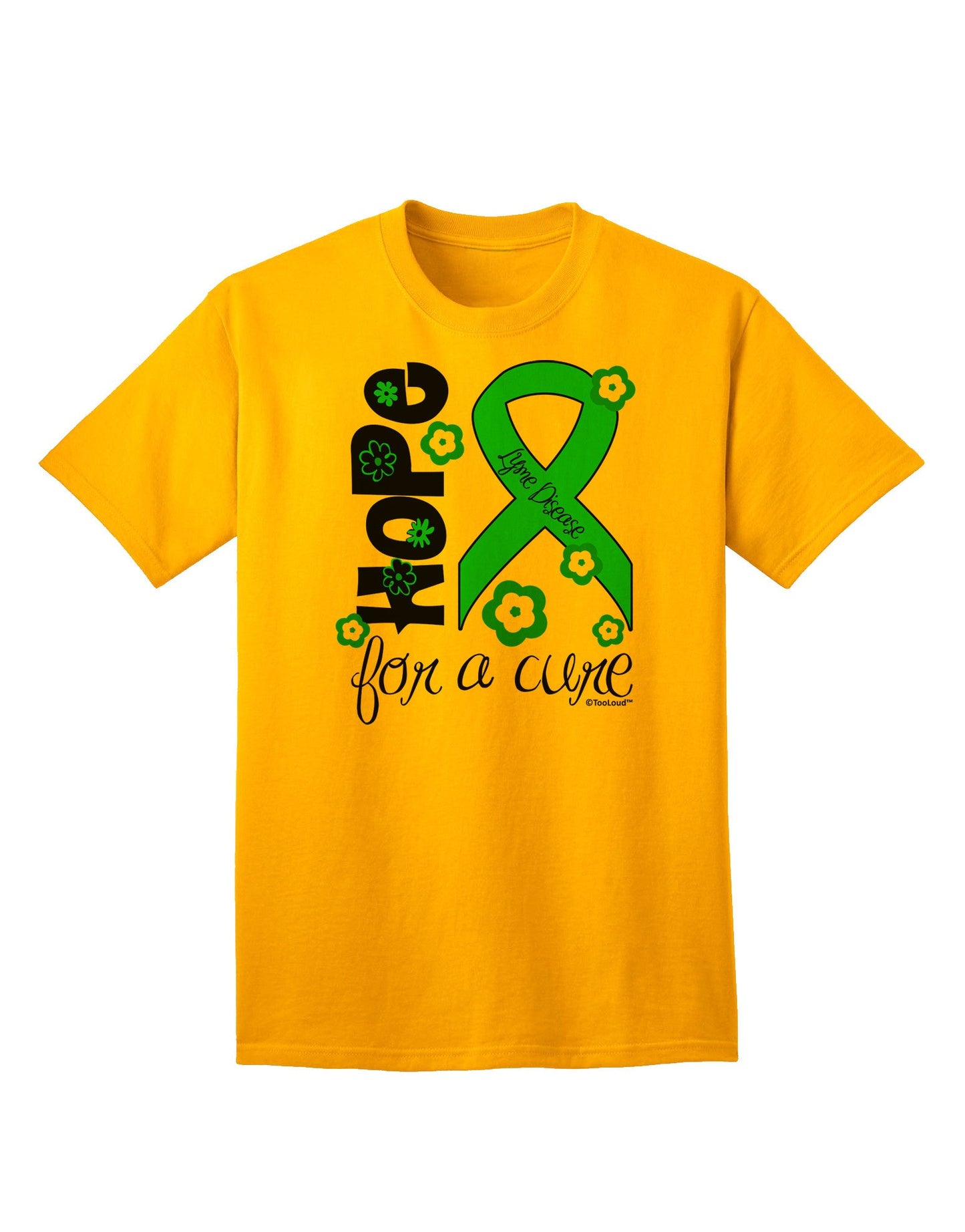 Hope for a Cure - Lime Green Ribbon Lyme Disease - Flowers Adult T-Shirt-Mens T-Shirt-TooLoud-Gold-Small-Davson Sales