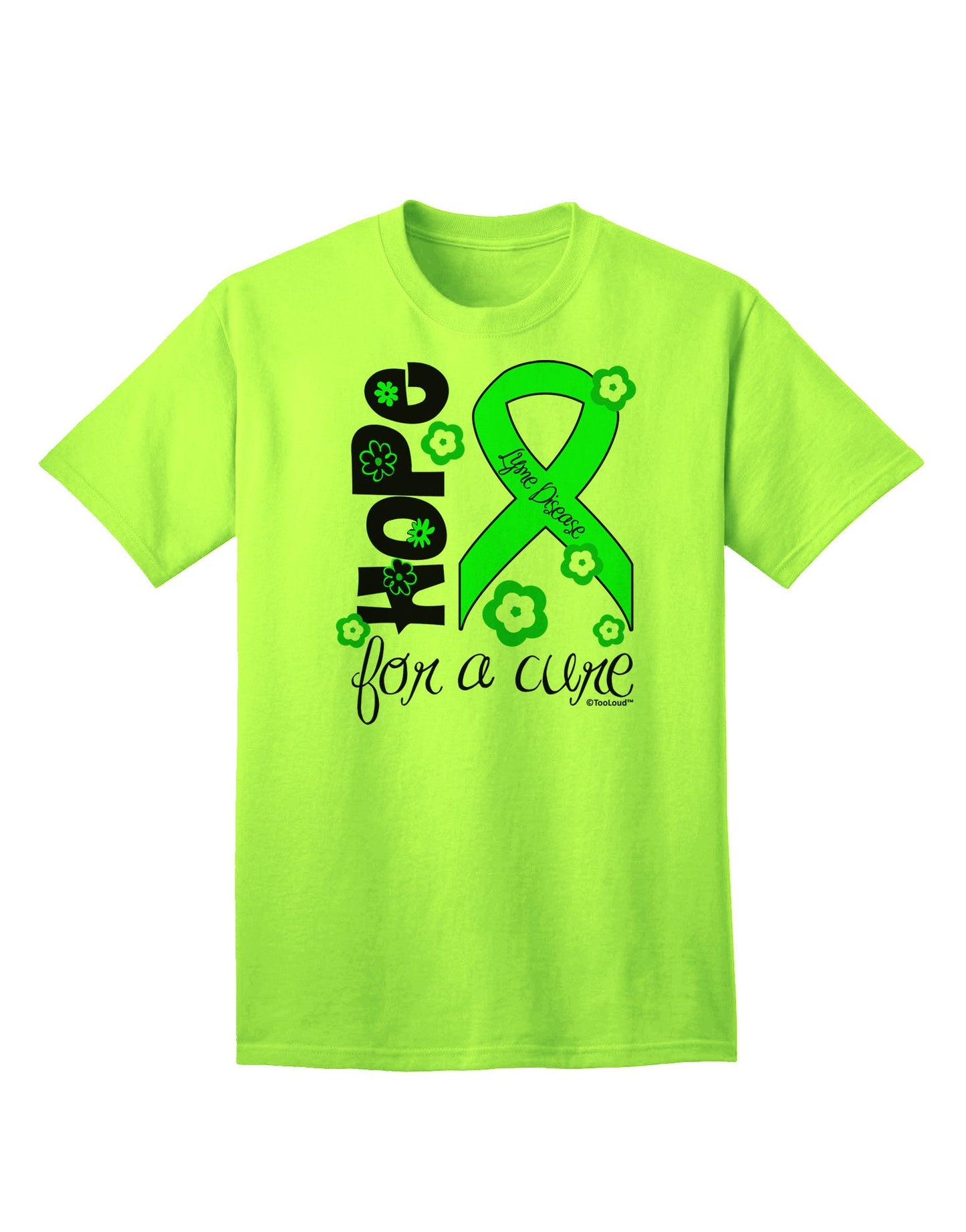 Hope for a Cure - Lime Green Ribbon Lyme Disease - Flowers Adult T-Shirt-Mens T-Shirt-TooLoud-Neon-Green-Small-Davson Sales
