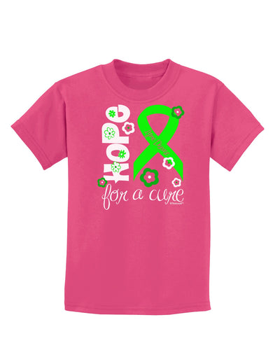 Hope for a Cure - Lime Green Ribbon Lyme Disease - Flowers Childrens Dark T-Shirt-Childrens T-Shirt-TooLoud-Sangria-X-Small-Davson Sales