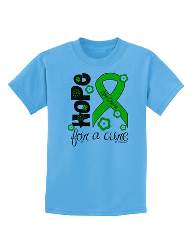 Hope for a Cure - Lime Green Ribbon Lyme Disease - Flowers Childrens T-Shirt-Childrens T-Shirt-TooLoud-Aquatic-Blue-X-Small-Davson Sales